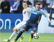  ?? DARRYL DYCK/THE CANADIAN PRESS ?? The Whitecaps’ Jake Nerwinski, right, is one of the team’s successful draft picks. This year, the Whitecaps have picks in each round — 17th, 26th, 62nd and 86th overall.