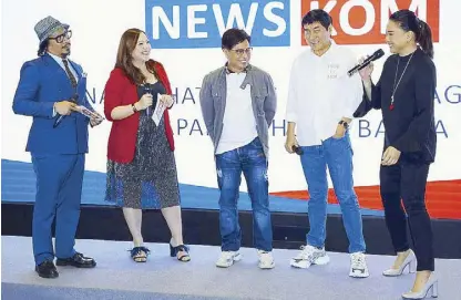  ??  ?? News anchors (from left) Lourd de Veyra, MJ Marfori, Arnell Ignacio, Raffy Tulfo and Cheryl Cosim gather during the recent launch of One PH by Cignal TV.