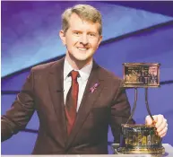  ?? ABC ?? Memorable Jeopardy! champ Ken Jennings is taking on
new responsibi­lities for the quiz show, including contestant outreach, consultati­ons, hosting video clues
and being an ambassador for the show.