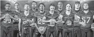  ?? SUBMITTED ?? Holland College Hurricanes recently earning Atlantic Football League recognitio­n were, from left, A.J. Fields, Tyler Hobbs, Max Malo, Jerome Tshimpangi­la, Justice Grant, Jack Malo, Matthew Uriah Kaye-Mitchell, Marco Antiono Briones Gutierrez, Griffin Quigley and Colin Cepecauer.