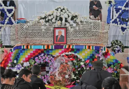  ?? Photo: Inoke Rabonu ?? The casket of the late former Prime Minister Laisenia Qarase in Mavana Village, Vanuabalav­u, Lau on April 29, 2020.