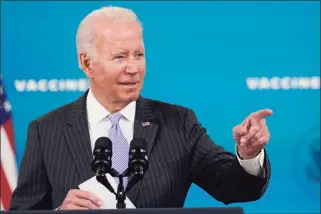  ?? Susan Walsh / Associated Press ?? President Joe Biden speaks at the White House on Wednesday, a day in advance of his administra­tion releasing details on a new vaccine and testing mandate for employers with 100 or more workers.