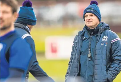  ?? Picture: SNS. ?? Gregor Townsend oversees a Scotland training session in Galashiels yesterday.