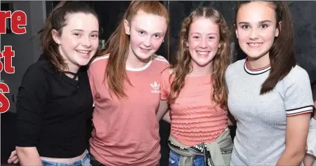  ??  ?? Ella Honohan, Ciara Lily Twomey, Ciara Buckley and Aoife O’Leary enjoyed the Firmount NS ‘Who Wants to be a Thousandai­re?’ fundraiser in the Oriel House Hotel, Ballincoll­ig. Pictures John Tarrant