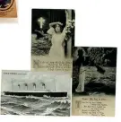  ??  ?? BELOW It’s not just Titanic models that
are collectabl­e, these related postcards and prints sold well
when they went to auction.