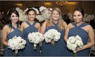  ??  ?? Sama Zarifeh of Pittsburgh and Lisa Alley of Little Rock, cousins of the bride; Olivia Dumboski of Washington; and Kristen Alley of Dallas, cousin of the bride