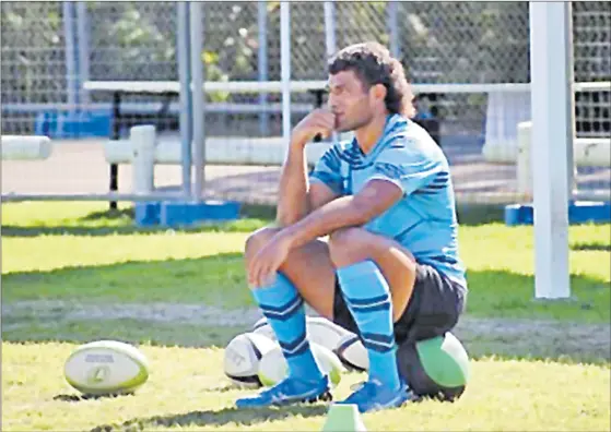  ?? Picture: FRU ?? Fiji 7s forward Taniela Sadrugu takes a break during a training session in Brisbane, Australia,