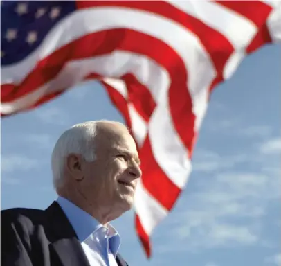  ?? AP FILE PHOTO ?? Then-GOP presidenti­al candidate Sen. John McCain, R-Ariz., speaks at a rally in Tampa, Fla., in November 2008. His family says McCain has chosen to discontinu­e medical treatment for brain cancer.