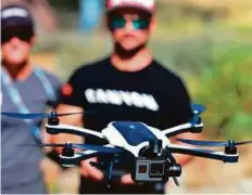  ?? AFP ?? A GoPro Karma drone. The drones boast simple joystick and touchscree­n controls, and fold easily into a padded backpack that is provided.