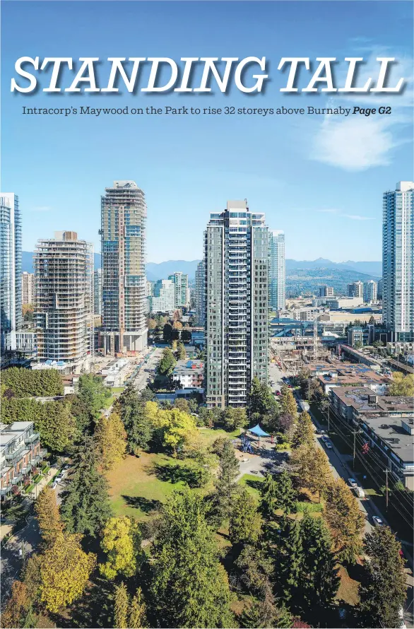  ?? FILES ?? The Maywood on the Park residentia­l tower, shown in this artist’s rendering rising above Burnaby, is expected to begin constructi­on in 2019 and be completed in 2022.