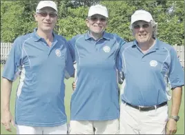  ?? SUBmiTTed phOTO ?? The Donnachie team of Cobequid Lawn Bowling Club will represent Nova Scotia at the senior triples championsh­ip in Halifax beginning today. From left, Dale Kidd, Jim Granville and Chris Donnachie.