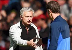  ??  ?? Jose Mourinho (left) shakes hands with Watford’s Spanish head coach Javi Gracia at the end of the English Premier League match at Old Trafford in Manchester, north west England in this May 13 file photo. — AFP photo