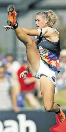  ?? AFL ?? Footballer­in Tayla Harris muss sich für dieses Foto rechtferti­gen.