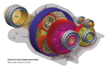  ??  ?? Entwurf eines Elektroant­riebs. Bilder: MSC Software Gmbh