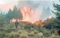  ??  ?? El incendio amenazaba con cruzar la frontera hacia Chubut.