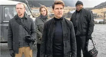  ??  ?? CRUISE AND THE CREW: The Mission Impossible team returns in ‘Fallout’, now showing at Rosehill Cinema. They are, from left, Benji Dunn (Simon Pegg), Ilsa Faust (Rebecca Ferguson), Ethan Hunt (Tom Cruise) and Luther Stickwell (Ving Rhames)