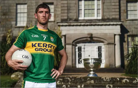  ??  ?? Kerry star Killian Young will be pushing hard this week to secure a place on the starting fifteen ahead of Sunday’s quarter-final with Galway. He’s pictured here last week at the 2017 GAA Football All Ireland Senior Championsh­ip Series National...