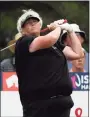  ?? James Elsby / AFP / Getty Images ?? England’s Laura Davies tees off during the final round of the Women’s Australian Open at Kooyonga Golf Club in Adelaide in 2018.