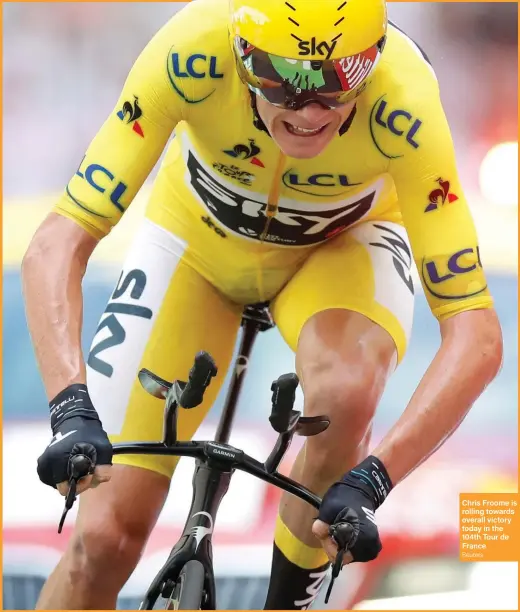  ?? Reuters ?? Chris Froome is rolling towards overall victory today in the 104th Tour de France