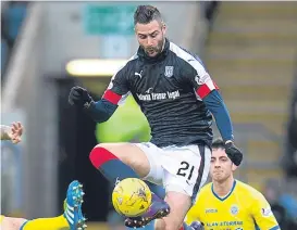  ??  ?? Striker Marcus Haber has made an impact since signing for Dundee.