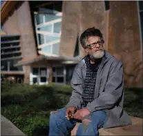  ?? ?? Since the recent storms, Robert Moffitt, who is unhoused, has been staying at the Red Cross emergency shelter at Seven Trees Community Center in San Jose. Here, he talks during an interview outside the shelter on Jan. 12.