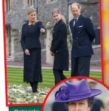  ??  ?? Closing ranks: Sophie and Edward (above with daughter Louise) avoided all contact with Harry, as did his aunt Princess Anne (right). And Charles shied away from a one-on-one with his runaway son.