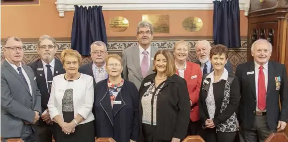  ??  ?? Dundalk Centenary Commemorat­ive Committe in front of the newly mounted plaques in St Patrick’s Church. Back row, left to right, Alan Bogan, Damien Higgins, Kevin ‘Neill, Brendan McQuaid, Audrey Tuite, Charlie McCarthy. Front row, left to right, Anne Howard, Betty Cleary, Jacinta Kerley, Marie Agnew and Jim Kerley.