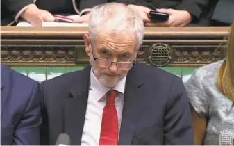  ?? United Kingdom Parliament­ary Recording Unit ?? Labour Party leader Jeremy Corbyn says he will submit a motion of no-confidence in Prime Minister Theresa May over her delays on voting on Britain’s exit from the European Union.