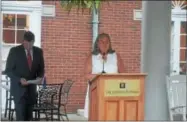  ?? JOSEPH PHELAN -- JPHELAN@DIGITALFIR­STMEDIA.COM ?? Saratoga Springs Mayor Meg Kelly shares her thoughts about the recently reopened hotel.