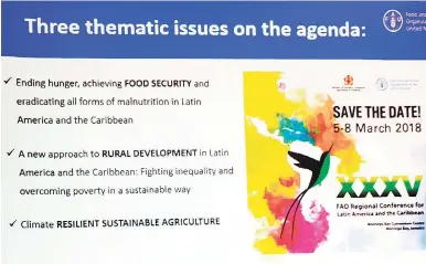  ?? CHRISTOPHE­R SERJU PHOTO ?? Decisions coming out of the 35th regional conference of the Food and Agricultur­al Organisati­on set for the Montego Bay Conference Centre, St James from next Monday, March 5 to Thursday, March 8, will have far-reaching implicatio­ns for Jamaica and the...