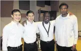  ??  ?? Stax Music Academy graduates, from left, Alan Maguire, Carl Maguire, Reginald White and Jeremy Wright, performed at a “Live in Studio A” concert at the Stax Museum of American Soul Music on May 26.