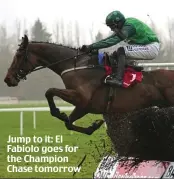  ?? ?? Jump to it: El Fabiolo goes for the Champion Chase tomorrow