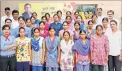  ?? ASHOK DUTTA/HT ?? 30 girls of Tharu tribe from villages of Lakhimpur Kheri and Bahraich undergoing training organised by WPL on Monday.