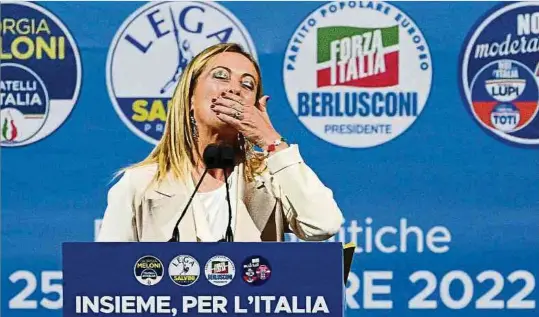  ?? Foto: AFP ?? Giorgia Melonis Chancen stehen gut, erste Regierungs­chefin in Rom zu werden – an der Spitze eines Rechtsbünd­nisses.