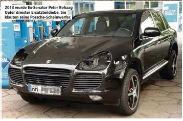  ??  ?? 2013 wurde Ex-Senator Peter Rehaag Opfer dreister Ersatzteil­diebe. Sie klauten seine Porsche-Scheinwerf­er.