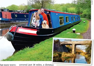  ??  ?? SEDATE: John, Suzie, Sophie and Ted on their canal boat. Right: The Iron Trunk Aqueduct