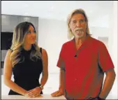  ?? Tonya Harvey Real Estate Millions ?? Michele Sullivan of Berkshire Hathaway Home Services, Nevada Properties talks with Scott Blaser of Scott Blaser Constructi­on, which built the house.