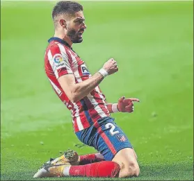  ?? FOTO: ATLÉTICO ?? Yannick Carrasco, celebrando el gol que le marcó al Barcelona en el Metropolit­ano