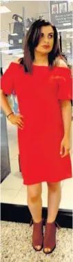  ??  ?? Lady in red Danielle has kicked off her spring/summer looks with this stunning Bardot