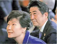  ?? — Reuters photo ?? South Korea’s President Park Geun-hye (left) and Abe preparing to watch a traditiona­l ‘Welcome to Country’ performanc­e at the G20 leaders summit venue in Brisbane yesterday.