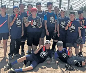  ?? SUBMITTED PHOTO ?? The Monsignor O’Donoghue boys softball team won the Holy Cross Family of Schools three-pitch tournament Thursday beating St. Catherine in the final to end their nine-year run as champions. The Eagles lost to St. Catherine in round-robin play but won...