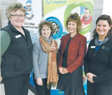  ??  ?? Board members Marianne Shearer, centre left and Jeanne Van Der Geest Dekker with chief executive Sue Geals, left, and quality and services director Kristen Theile.