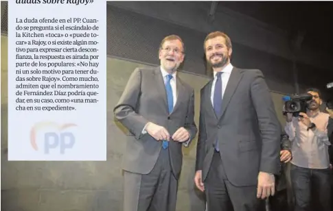  ?? ÁNGEL DE ANTONIO ?? Mariano Rajoy y Pablo Casado, juntos en un acto de diciembre de 2019