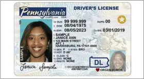  ?? COURTESY OF PENNDOT ?? A Pennsylvan­ia driver’s license, which in the near future will have an option for “X” next to the sex category at item No. 15.