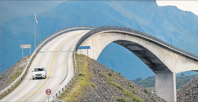  ??  ?? The Mazda CX-3 tackles Norway’s mountains and fjords during a series of breathtaki­ng bridges and short ferry rides.