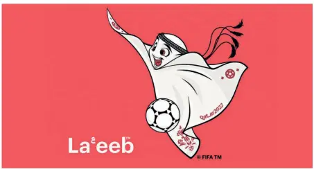  ?? ?? A first: With the unveiling of La’eeb, a piece of clothing became the creative foundation for a FIFA World Cup mascot for the first time. It features the keffiyeh, a traditiona­l headdress worn by Arab men. La’eeb in Arabic translates to ‘super-skilled player’.