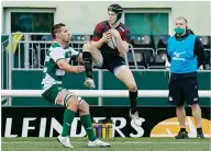  ??  ?? Mine: Will Hooley collects the high ball for Sarries