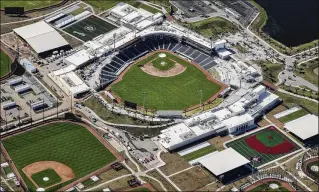  ?? GREG LOVETT / THE PALM BEACH POST ?? The Ballpark of the Palm Beaches, West Palm Beach’s $152 million spring training complex shared by the Houston Astros and Washington Nationals, opened in February.