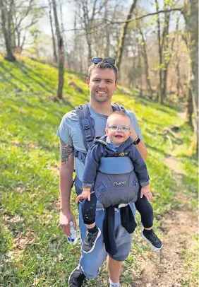  ?? ?? Happy boy Stirling tot with rare genetic disorder Mylo Scougall with his dad David