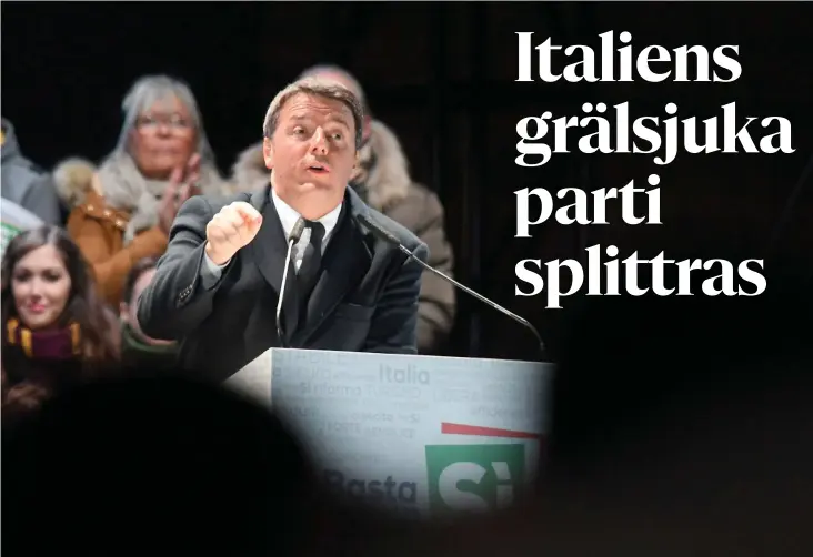  ?? FOTO: AFP / LEHTIKUVA/CLAUDIO GIOVANNINI ?? KOMMER IGEN. Matteo Renzi kastade in handduken, men ingen tror att det är för gott. Han kontroller­ar fortfarand­e omkring 45 procent av sitt parti Demokrater­na.